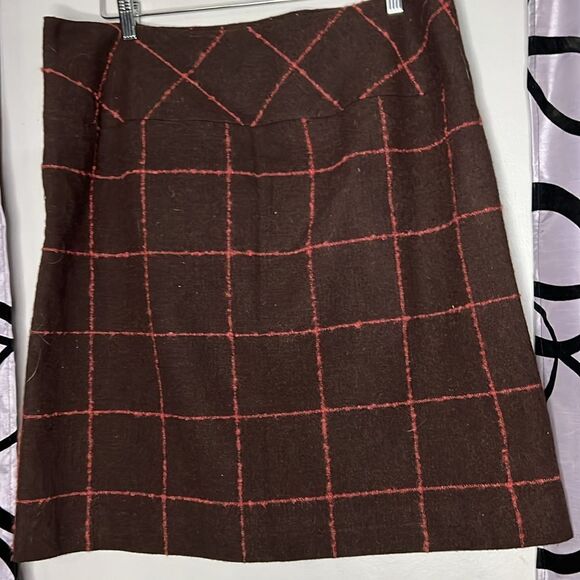 Cato Brown and salmon plaid skirt 16 - Picture 7 of 9